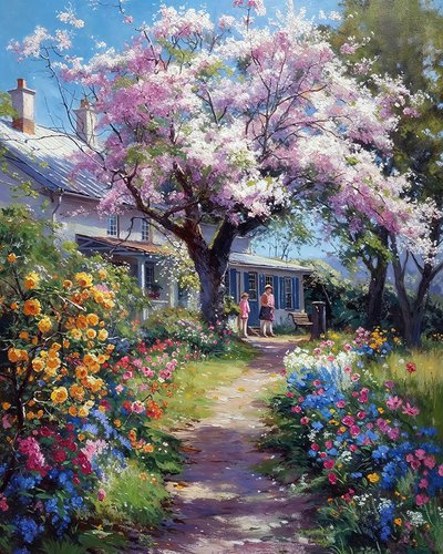 A garden of a house in the countryside by F. Abderrahim
