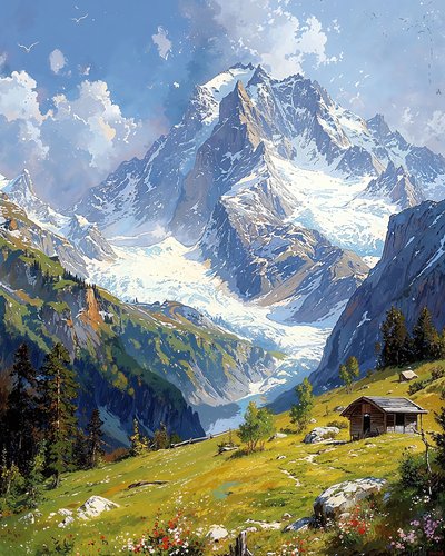 Landscape with Flowery Hills by F. Abderrahim
