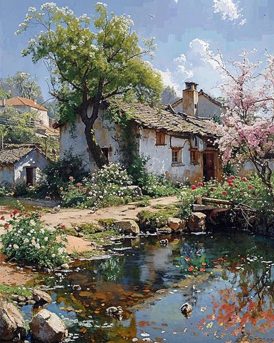 Old house in a quiet countryside location, close to nature and a stream by F. Abderrahim