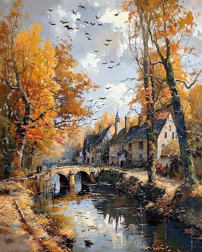 An Old Bridge with a Stream Under It in a Small Town by F. Abderrahim
