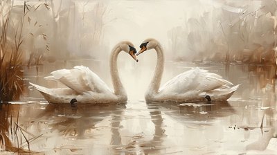 Two Swans Face to Face by F. Abderrahim