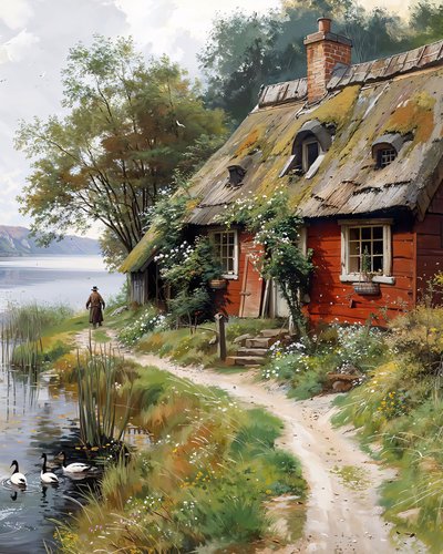 Old Russian village, hut by F. Abderrahim