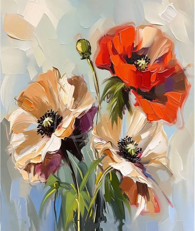 Poppy flower in a wheat field, rural landscape by F. Abderrahim