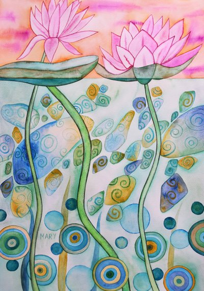 Water Lilies by Marys Watercolors