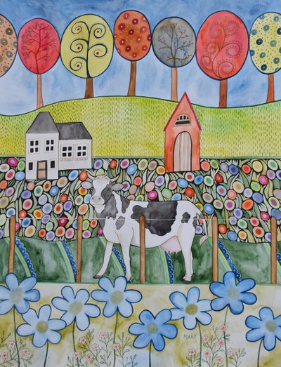 Content Cow by Marys Watercolors