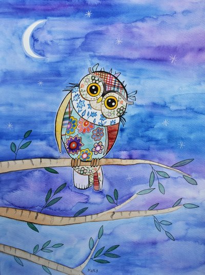 Little Owl by Marys Watercolors