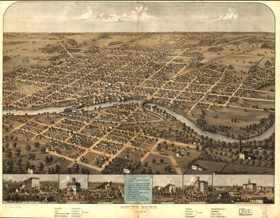 South Bend, Indiana 1866 by A.; Chicago Lithographing Co. Ruger
