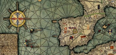 Catalan Atlas, Spain by Abraham (after) Cresques