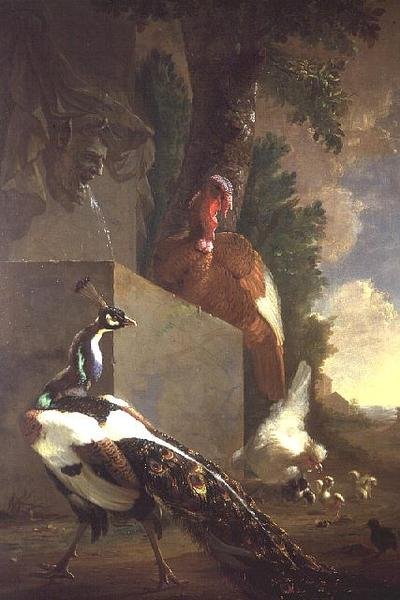 Birds by a Fountain by Abraham Bisschop