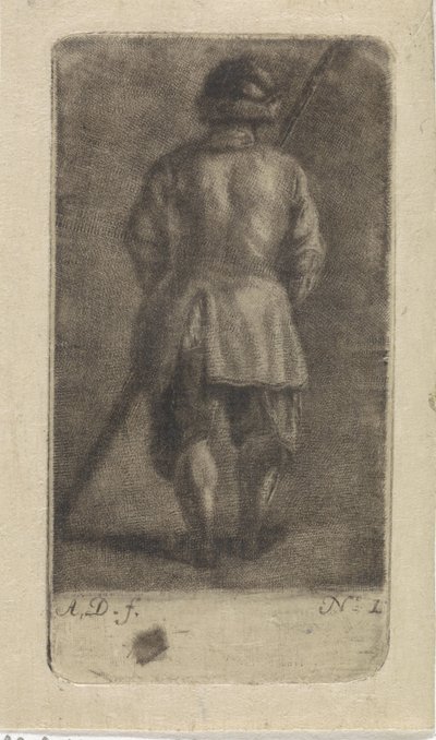 Man with a Stick, Seen from the Back by Abraham Delfos