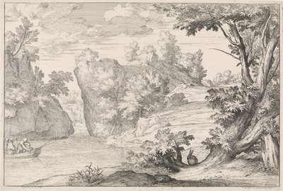 River Landscape with a Hare by Abraham Genoels