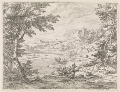 River Landscape with a Road by Abraham Genoels