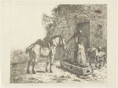 Horse in Front of an Inn by Abraham Hendrik Winter