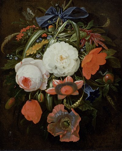 Still Life of Hanging Flowers by Abraham Mignon