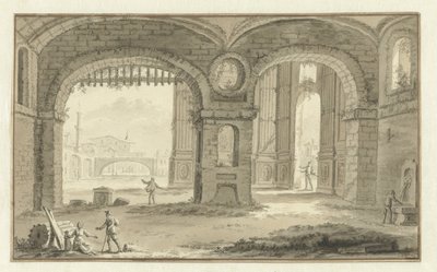 Imaginary Italian Cityscape with Classical Buildings by Abraham Rademaker
