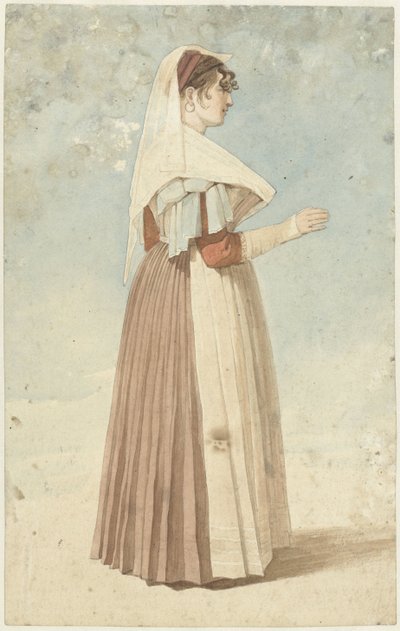 Standing Woman in Italian Costume, Facing Right by Abraham Teerlink