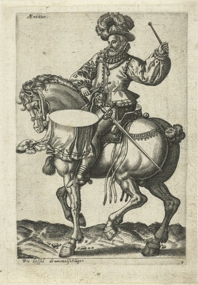 German Drummer on Horseback by Abraham de Bruyn (attributed to)