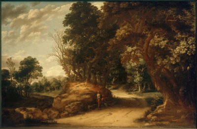Wooded Landscape with Resting Wanderers by Abraham van den Rande