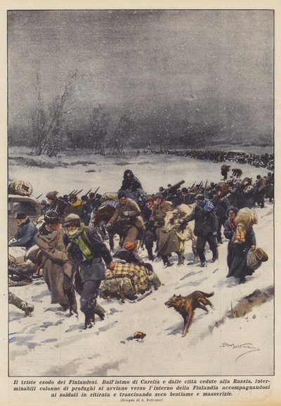 The Sad Exodus of the Finns by Achille Beltrame