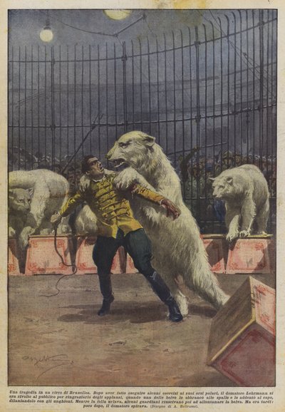 A tragedy in a Brussels circus by Achille Beltrame