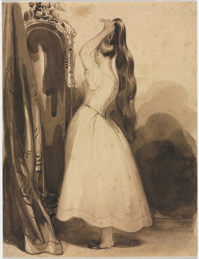 Young Woman Combing Her Hair by Achille Devéria