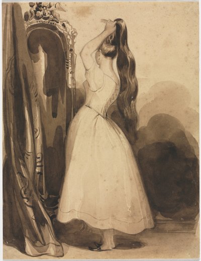 Young Woman Combing Her Hair by Achille Devéria