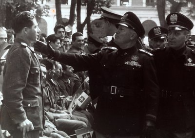 Mussolini Saluting a Soldier by Achille Villani