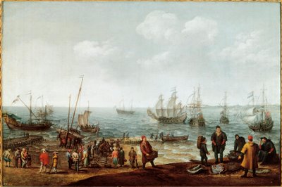 Beach with Fishermen by Adam Willaerts