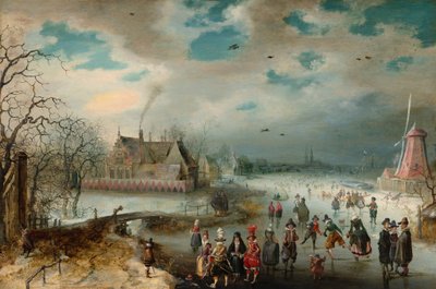 Skating on the Frozen Amstel River by Adam van Breen