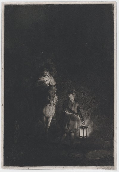 Rider and Boy with Lantern by Adam von Bartsch