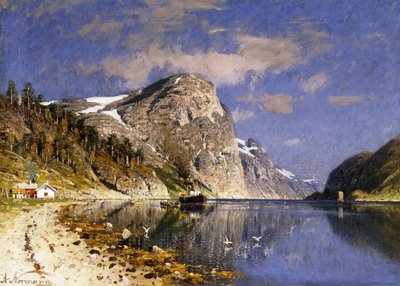 A Steamer in the Sognefjord by Adelsteen Normann