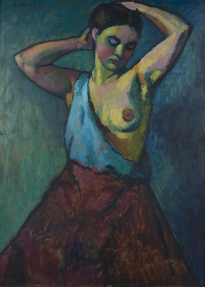 Girl Wearing Red Skirt by Adolf Erbslöh