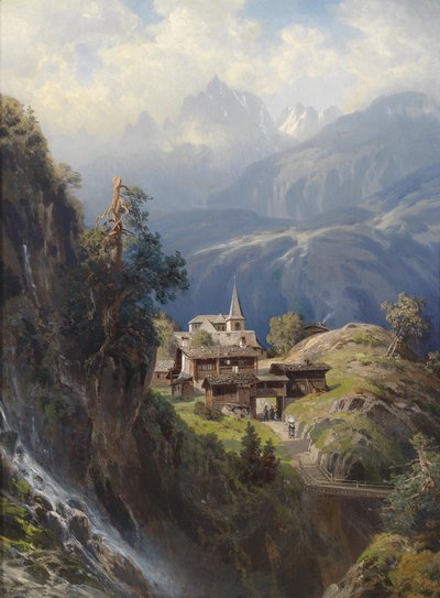 Village in the Bernese Alps by Adolf Mosengel