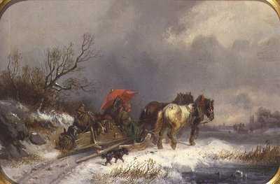 A Sledge in Winter by Adolf Schmidt