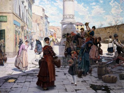 Women at Fountain by Adolfo Belimbau