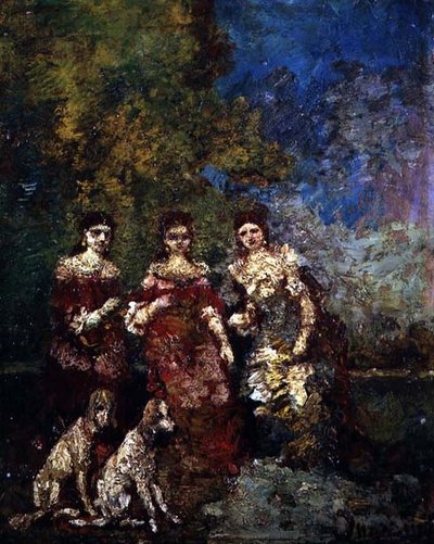 Three Women by Adolphe Joseph Thomas Monticelli
