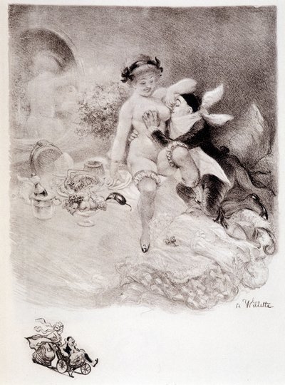 Gourmandise - drawing by Willette by Adolphe Leon Willette