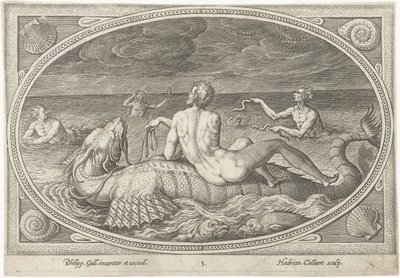 Acis on a Fish Sea Gods (series title) by Adriaen Collaert
