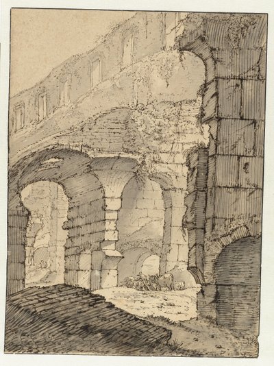 View in the Colosseum, Rome by Adriaen Honich (attributed to)