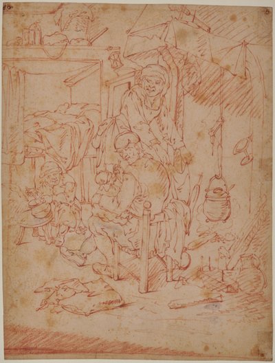 Dutch interior by Adriaen Jansz. van (attr. to) Ostade