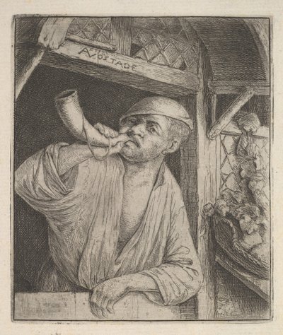 Baker Blowing Horn by Adriaen Jansz. van Ostade