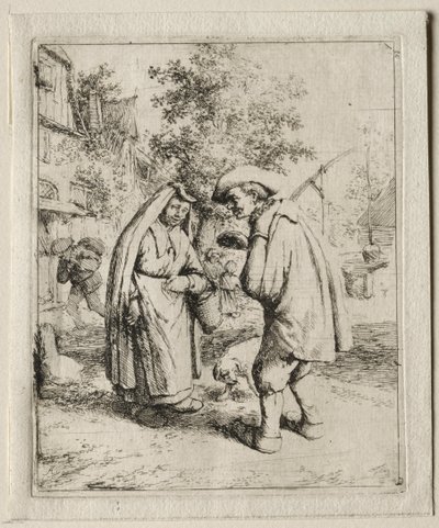 Peasant Conversing with a Woman by Adriaen Jansz. van Ostade