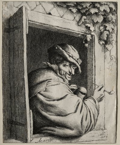The Smoker at the Window by Adriaen Jansz. van Ostade