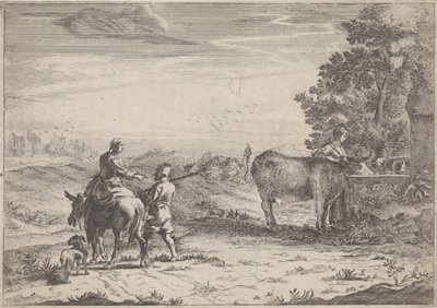 Landscape with Woman Watering a Cow by Adriaen Oudendijck