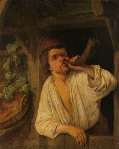 A Baker Sounding his Horn by Adriaen van Ostade