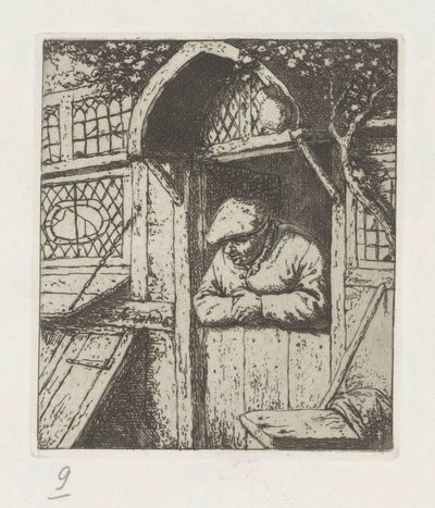 Farmer leaning on lower door by Adriaen van Ostade