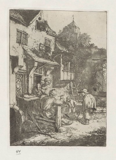 Hunchback Violinist in Front of an Inn by Adriaen van Ostade