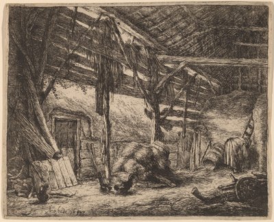 Interior of a Barn by Adriaen van Ostade