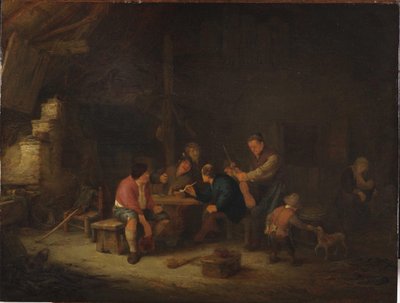 Interior with Peasants by Adriaen Jansz. van Ostade