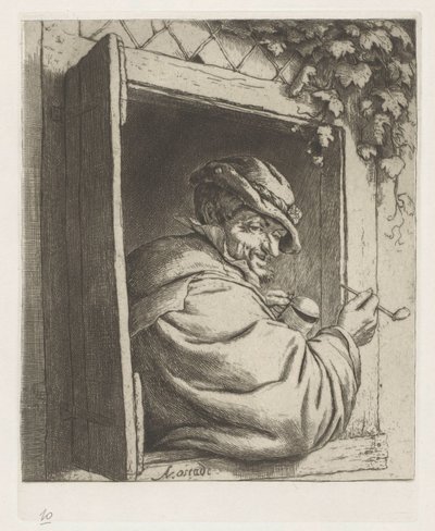 Smoking Farmer in a Window Opening by Adriaen van Ostade